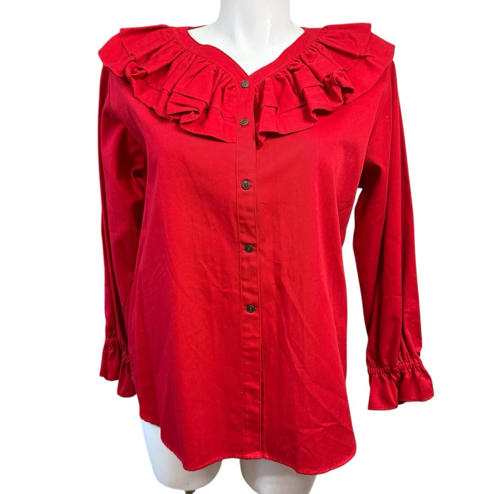 Red Ruffled Women's Blouse